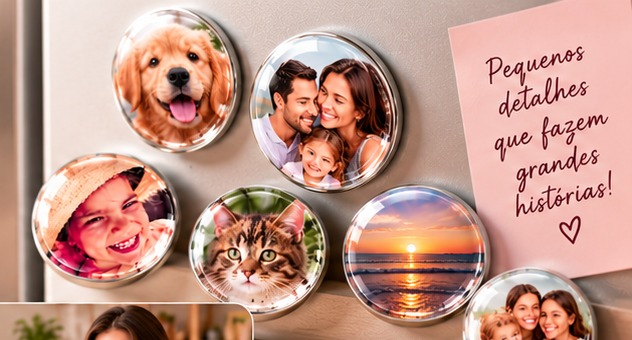 Ímãs com fotos na geladeira